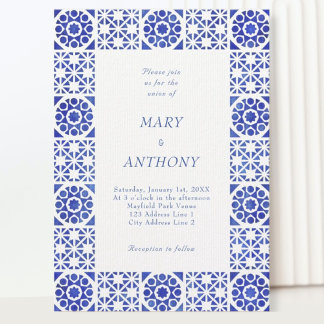 Blue Mediterranean Wedding Invitation