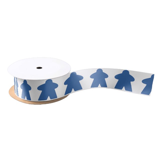 Blue Meeple Board Game Piece Satin Ribbon (Spool)