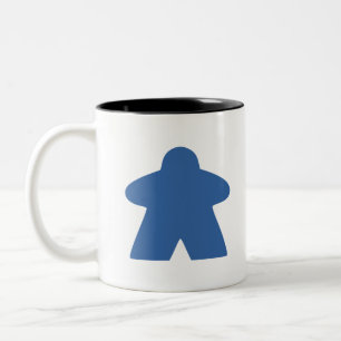 Blue Meeple Board Game Piece Two-Tone Coffee Mug