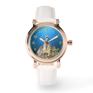 Blue Meerkat Night,_Large Round Wall Clock. Watch