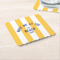 Blue Meet Me At The Beach Yellow Cabana Stripe