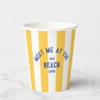 Blue Meet Me At The Beach Yellow Cabana Stripe