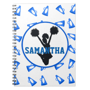 Blue Megaphones and Cheerleader Personalized Notebook