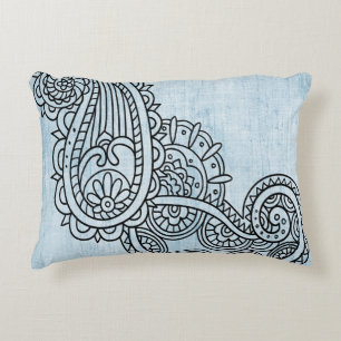 Blue Mehndi Motif Accent Pillow