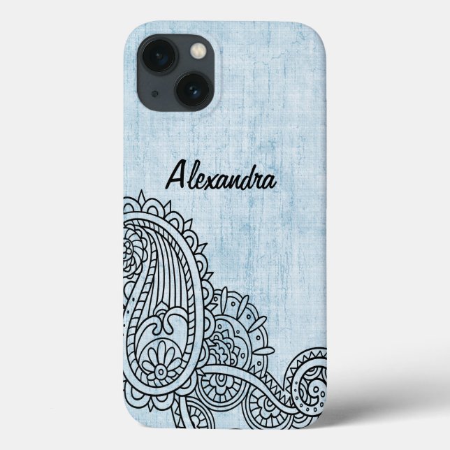 Blue Mehndi Motif Galaxy Note 4 Case (Back)