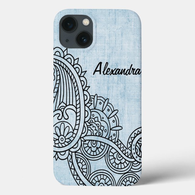 Blue Mehndi Motif iPad Mini Case (Back)