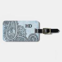 Blue Mehndi Motif Luggage Tag