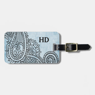 Blue Mehndi Motif Luggage Tag
