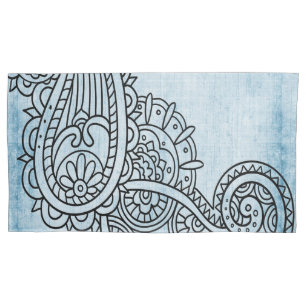 Blue Mehndi Motif Pillow Case