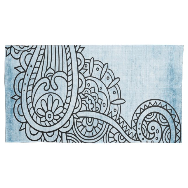 Blue Mehndi Motif Pillow Case (Front)