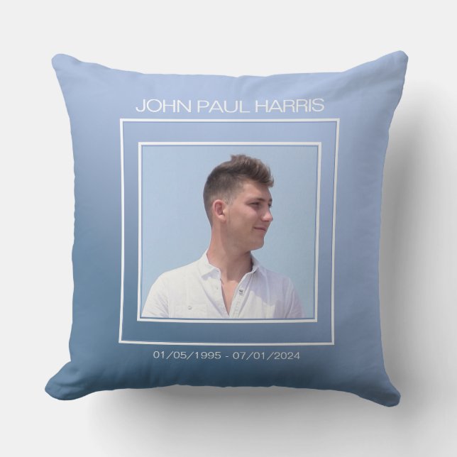 Blue Memorial Photo Cushion (Front)