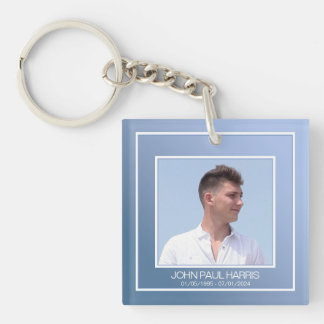 Blue Memorial Photo Key Ring