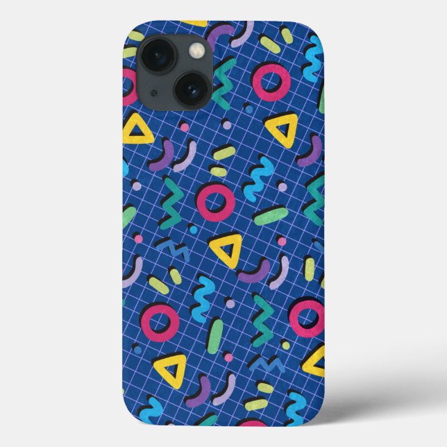 Blue Memphis Pattern Case-Mate iPhone Case (Back)