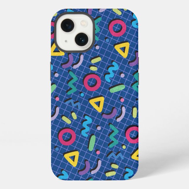 Blue Memphis Pattern iPhone Case (Back)