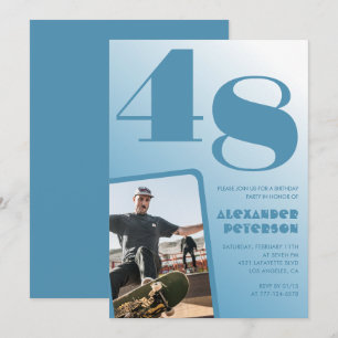 Blue Men Photo gradient 48th birthday invitations 