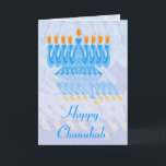 Blue Menorah Chanukah Cards<br><div class="desc">Blue menorah with orange flames,  with rippled reflection. Chanukah design. Custom Chanukah greeting cards - customise your own greeting inside.</div>