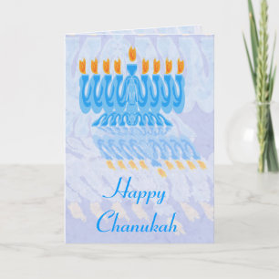Blue Menorah Chanukah Cards