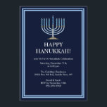 Blue Menorah Hanukkah Celebration Invitation<br><div class="desc">Start your Holiday party off right with our elegant blue Menorah Hanukkah Celebration Party Invitation. Make sure all your friends and family members are there to celebrate with you this holiday season! Hanukkah is a favourite time of year for most, be sure to be surrounded by loved ones while making...</div>