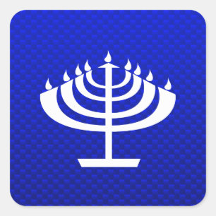 Blue Menorah Square Sticker