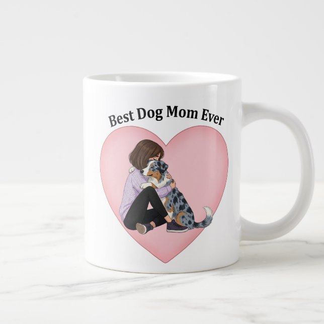 Blue Merle Aussie Best Dog Mum Large Coffee Mug (Right)