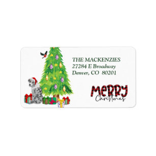 Blue Merle Aussie Christmas Tree Return Address Label