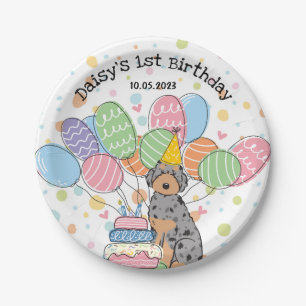 Blue Merle Aussiedoodle Birthday Paper Plates