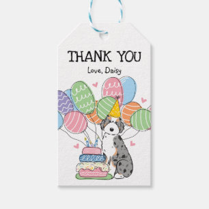 Blue Merle Aussiedoodle Birthday Party Favour Tags