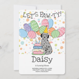 Blue Merle Aussiedoodle Birthday Party Invitation