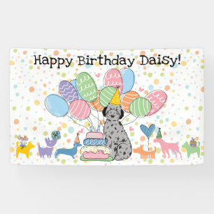 Blue Merle Aussiedoodle Dog Birthday Party Banner