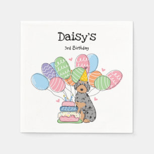 Blue Merle Aussiedoodle Dog Birthday Party Paper  Napkin