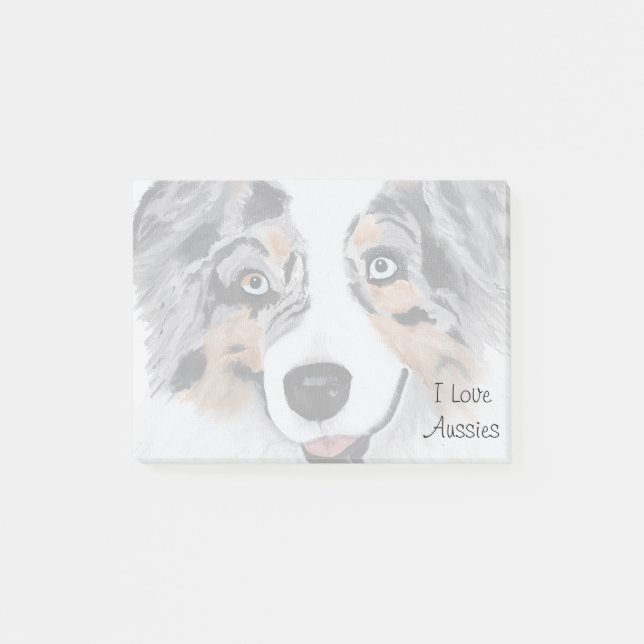 Blue Merle Australian Shepherd 50 Sticky Notes (Front)