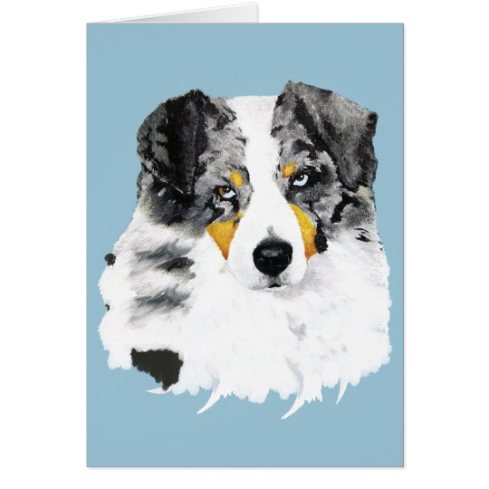 Blue Merle Australian Shepherd Blank Greeting Card