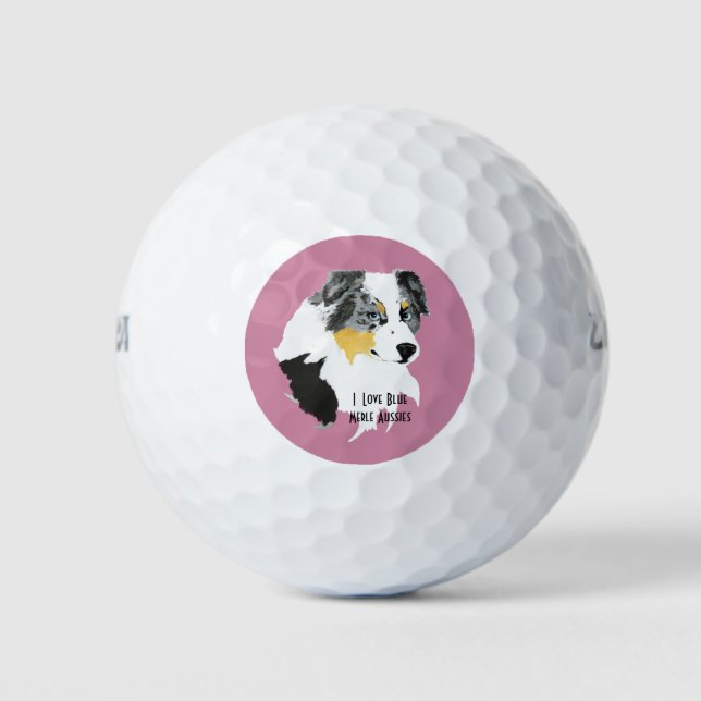 Blue Merle Australian Shepherd Cus.Golf Ball 3 pk (Front)