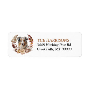 Blue Merle Australian Shepherd Dog Autumn Wreath