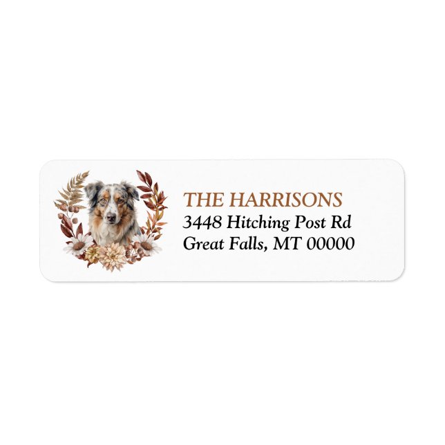 Blue Merle Australian Shepherd Dog Autumn Wreath (Front)