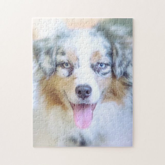 Blue Merle Australian Shepherd Jigsaw Puzzle (Vertical)