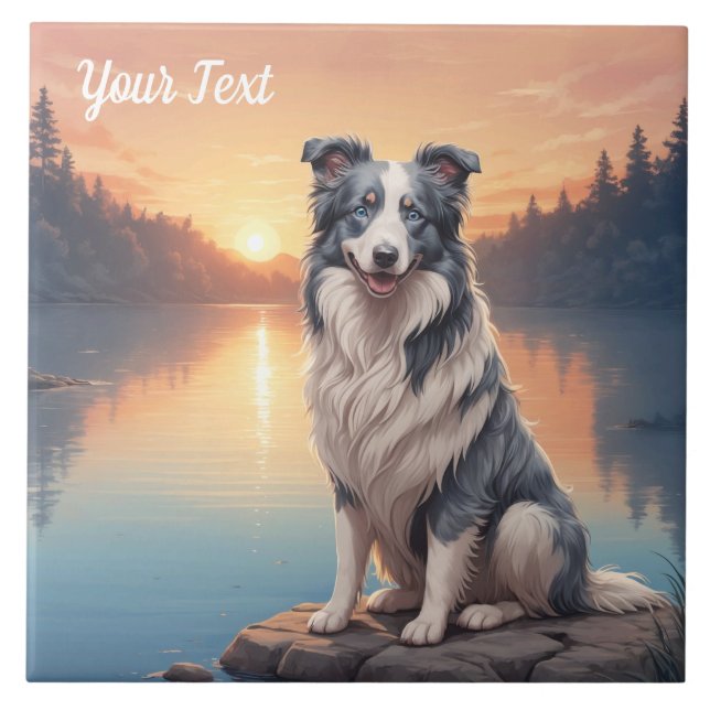 Blue Merle Border Collie by Lake Tile (Front)