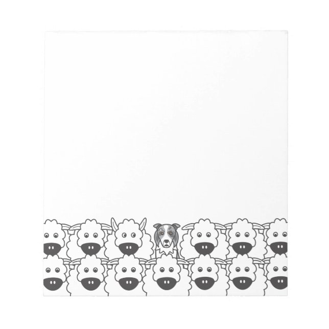 Blue Merle Border Collie in the Sheep Notepad (Front)