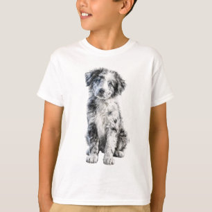 Blue Merle Border Collie Puppy Kids T-Shirt