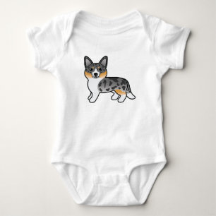 Blue Merle Cardigan Welsh Corgi Cartoon Dog Baby Bodysuit