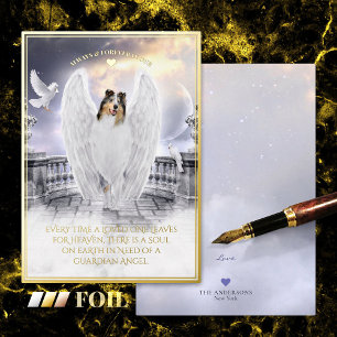 Blue Merle Collie Angel - Pet Sympathy Foil Card