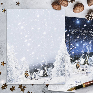 Blue Merle Collie & Lambs - Christmas Stationery