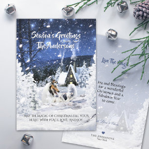 Blue Merle Collie & Lambs in Snow - Christmas Card
