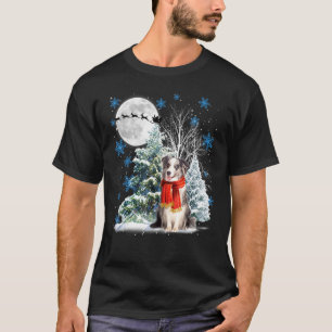 Blue Merle Collie Under Moonlight Snow Christmas P T-Shirt