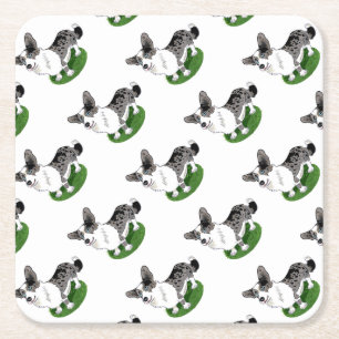 Blue merle, Corgi Cardigan. Square Paper Coaster
