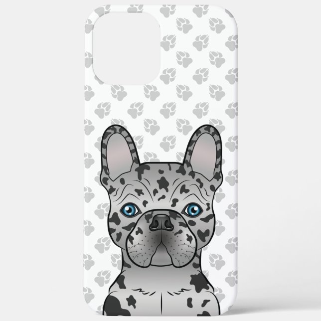 Blue Merle French Bulldog Frenchie Cute Dog & Paws Case-Mate iPhone Case (Back)