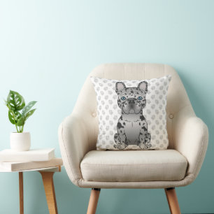 Blue Merle French Bulldog Frenchie Cute Dog & Paws Cushion