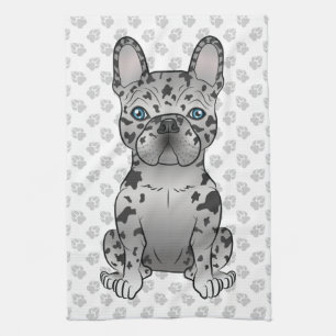 Blue Merle French Bulldog Frenchie Cute Dog & Paws Tea Towel