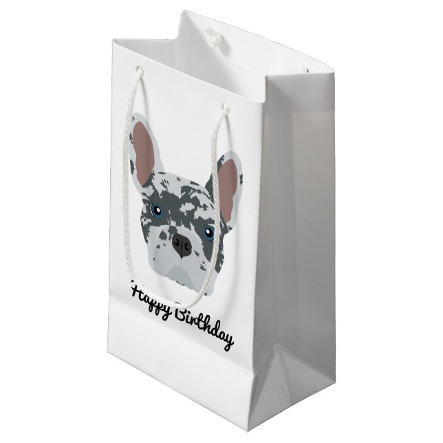 Blue Merle French Bulldog Small Gift Bag (Front Angled)