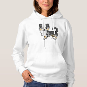 Blue Merle Long Coat Chihuahua Cute Cartoon Dog Hoodie